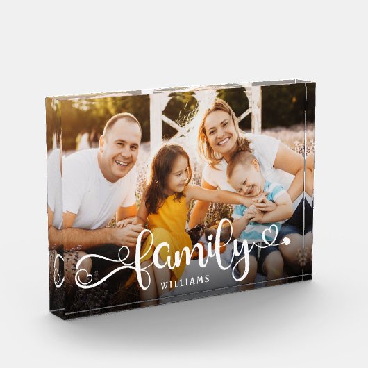 FAMILY Moderne Simple Hearts Love Script Fotoblokken (Links)