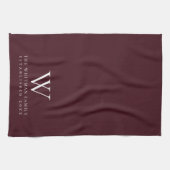 Family Monogram Elegant Burgundy Kitchen Theedoek (Horizontaal)