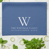 Family Monogram Elegant Classic Blue Kitchen Theedoek (Gevouwen)