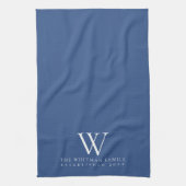 Family Monogram Elegant Classic Blue Kitchen Theedoek (Verticaal)