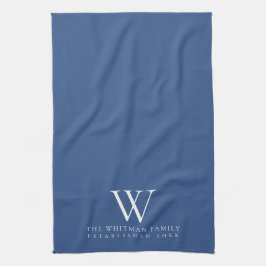 Family Monogram Elegant Classic Blue Kitchen Theedoek
