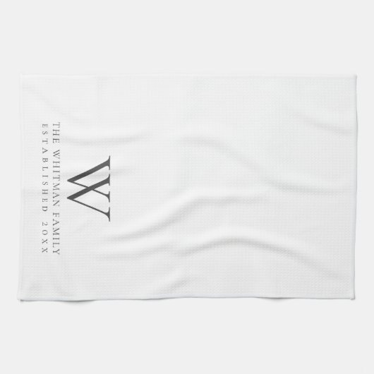 Family Monogram Elegant Kitchen Theedoek (Horizontaal)