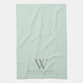 Family Monogram Elegant Sage Green Kitchen Theedoek (Verticaal)