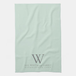 Family Monogram Elegant Sage Green Kitchen Theedoek