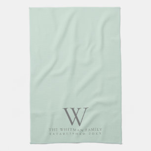 Family Monogram Elegant Sage Green Kitchen Theedoek