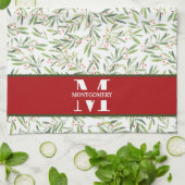 Family Monogram KerstHolly Theedoek (Gevouwen)