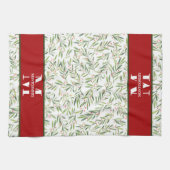 Family Monogram KerstHolly Theedoek (Horizontaal)