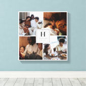 Family Monogram Multi Photo Simple Elegant  Canvas Afdruk (Insitu (Houten vloer))