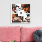 Family Monogram Multi Photo Simple Elegant  Canvas Afdruk (Insitu (Woonkamer))