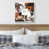 Family Monogram Multi Photo Simple Elegant  Canvas Afdruk (Insitu (Slaapkamer))