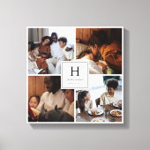 Family Monogram Multi Photo Simple Elegant  Canvas Afdruk (Voorkant)