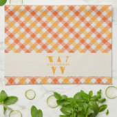 Family Monogram Oranje Red Gingham Pset Farmhouse Theedoek (Gevouwen)