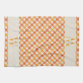 Family Monogram Oranje Red Gingham Pset Farmhouse Theedoek (Horizontaal)