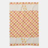 Family Monogram Oranje Red Gingham Pset Farmhouse Theedoek (Verticaal)