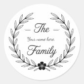 Family monogram sticker. ronde sticker (Voorkant)