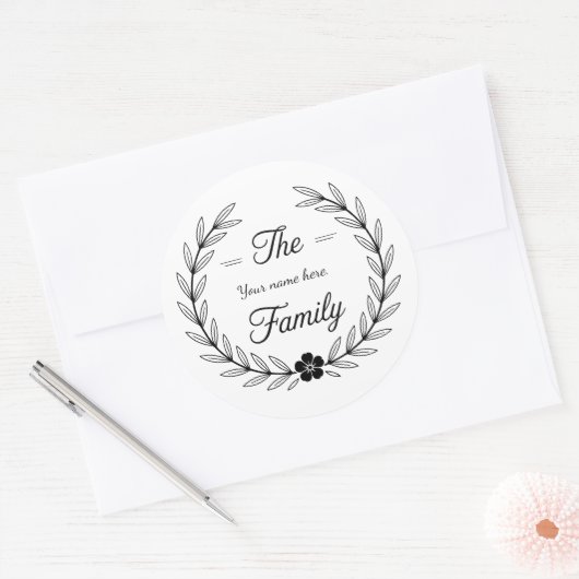 Family monogram sticker. ronde sticker (Envelop)