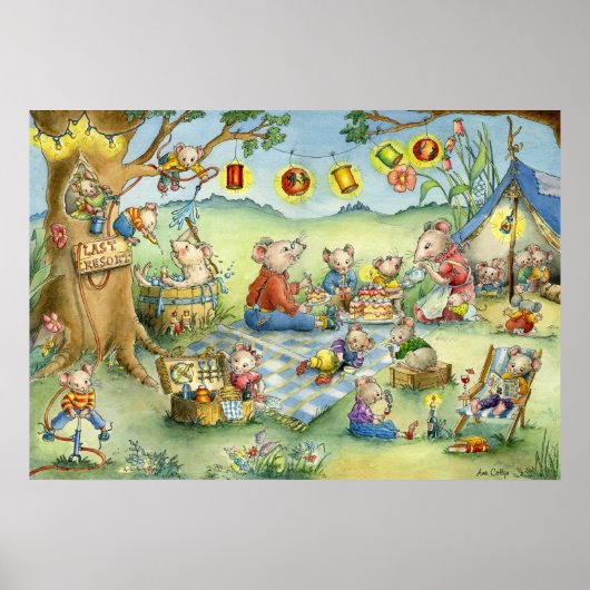 Family Mouse Summer Picnic Poster (Voorkant)