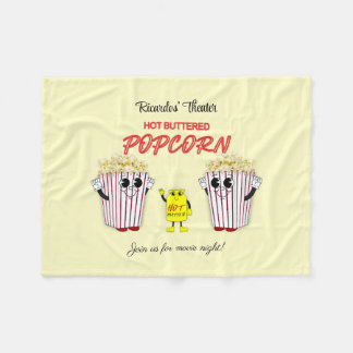 Family Movie Theater with Hot Buttered Popcorn  Fleece Deken