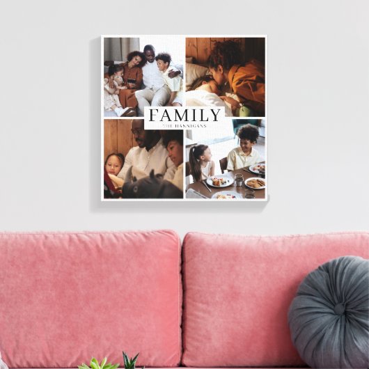 Family Multi Photo Simple Elegant Canvas Afdruk (Insitu (Woonkamer))
