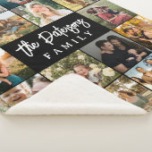 Family Name 18 Photo Collage Modern Elegant Black Sherpa Deken (3/4)