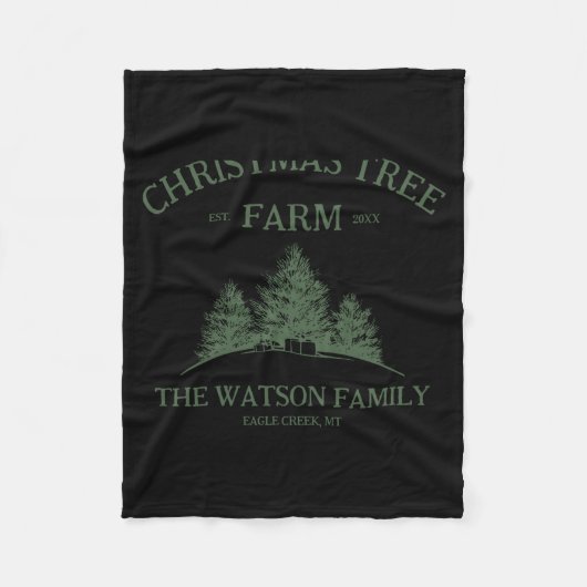 Family Name Christmas Tree Farm Retro  Fleece Deken (Voorkant)