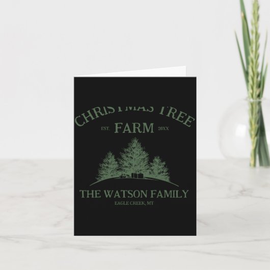 Family Name Christmas Tree Farm Retro  Kaart (Voorkant)