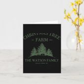 Family Name Christmas Tree Farm Retro  Kaart (Gele Bloem)