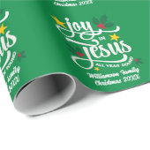 Family Name JOY IN JESUS Christian Christmas Cadeaupapier (Rol Hoek)