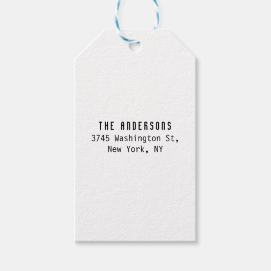 Family Name Modern Plain Professional Black White Cadeaulabel (Voorkant)