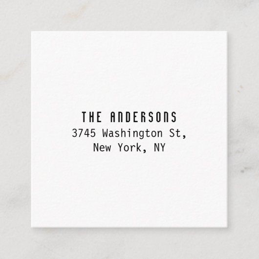 Family Name Modern Plain Professional Black White Informatiekaartje (Voorkant)