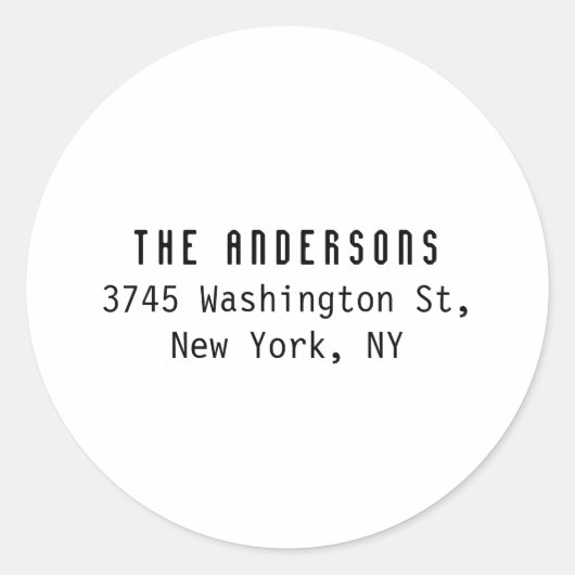 Family Name Modern Plain Professional Black White Ronde Sticker (Voorkant)