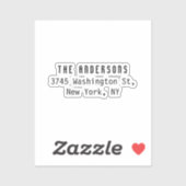 Family Name Modern Plain Professional Black White Sticker (Vel)