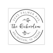 Family Name Return Address Botanical Round Logo Rubberstempel (Afrduk)