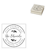 Family Name Return Address Eucalyptus Round Logo Rubberstempel (Gestempeld)
