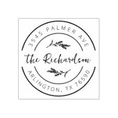 Family Name Return Address Eucalyptus Round Logo Rubberstempel (Afrduk)