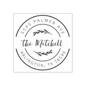 Family Name Return Address Eucalyptus Round Logo Rubberstempel (Afrduk)