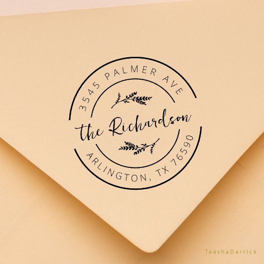 Family Name Return Address Eucalyptus Round Logo Rubberstempel