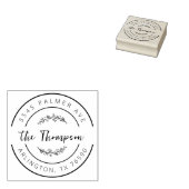 Family Name Return Address Vines Round Logo Rubberstempel (Gestempeld)