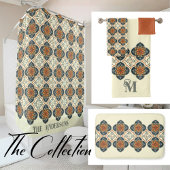 Family Name Spanish Tiles Flower Pattern Azulejos  Douchegordijn