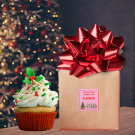 Family Name Whimsical Christmas Marching Reindeer Vierkante Sticker