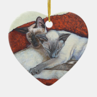 Family Nap Siamese Cat Painting Art Keramisch Ornament