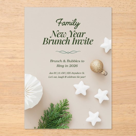 Family New Year Brunch Invitation 2026 Acryl Uitnodigingen (Voorkant)