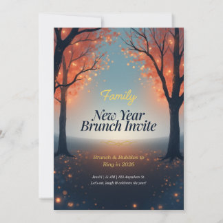 Family New Year Brunch Invitation Magical Forest Kaart