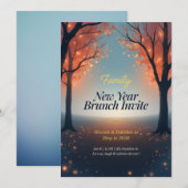 Family New Year Brunch Invitation Magical Forest Kaart (Voorkant / Achterkant)