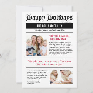 Family News Holiday-fotokaarten Feestdagenkaart