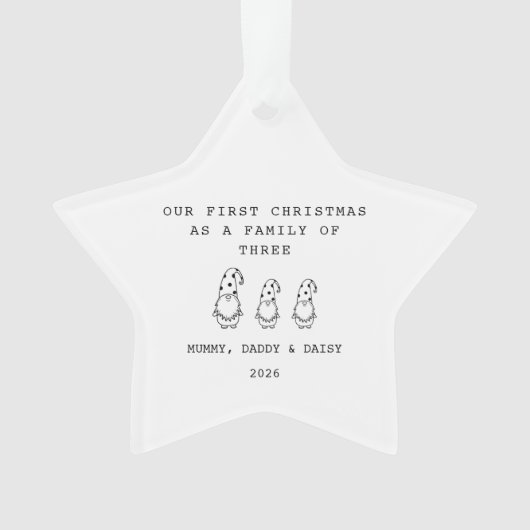 Family Of 3 Christmas Gonk Star Ornament (voorkant)