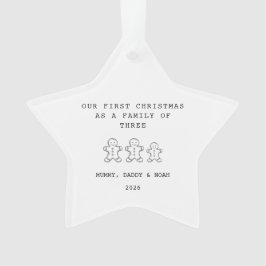 Family Of 3 Cute Gingerbread Men Star Ornament