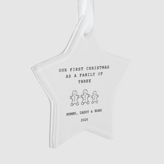 Family Of 3 Cute Gingerbread Men Star Ornament (voorkant)