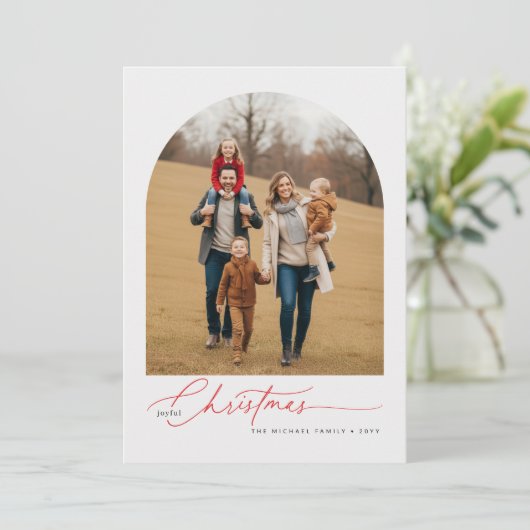 Family of 5 Christmas Photo Greetings Holiday Card Feestdagenkaart (Staand voorkant)