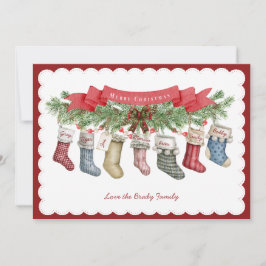 Family of 7 | Christmas Stocking Flat Holiday Card Feestdagenkaart